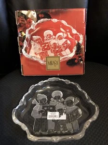 Vintage New Mikasa Carolers Sweets Candy Dish Frosted Glass Original Box - Picture 1 of 11