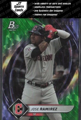 2022 Bowman Platinum Jose Ramirez 84 Green Ice Foil /99 | Cleveland Guardians - Image 1 of 2