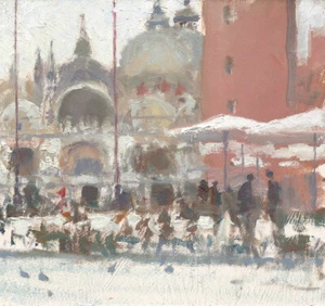 ORIGINAL MICHAEL RICHARDSON Floristen San Marco Italien Venedig italienisches ÖLGEMÄLDE - Bild 1 von 1