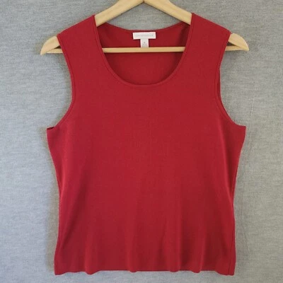 Camiseta sin mangas Charter Club para mujer roja mediana sin mangas mezcla de seda cuello redondo M Foto 1 de 4