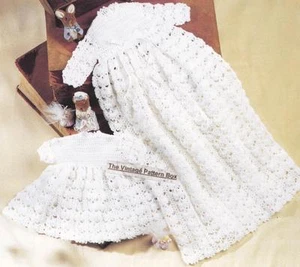 CHRISTENING GOWN & DRESS / birth to 9 months - COPY 3ply - Baby crochet pattern - Picture 1 of 1