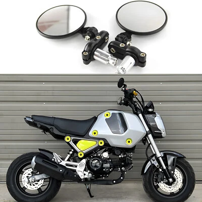 Round Motorcycle 7/8" Rearview Side Handle Bar End Mirrors For Honda GROM MSX125 Foto 1 de 4