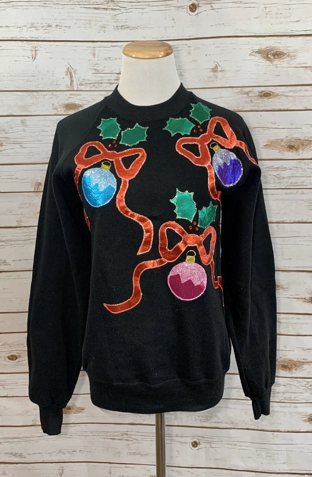 Sudadera de Navidad vintage JERZEES para mujer suéter feo mediano metálico Foto 1 de 4