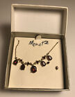 Monet 2 Earrings and Necklace Set - Garnet colored deep red stones NWT