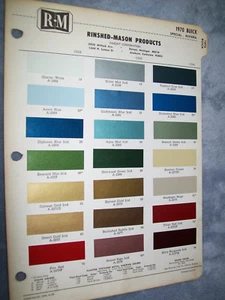 1970 Buick Riviera Century Electra LeSabre Skylark GS RM auto paint chips set - Picture 1 of 1