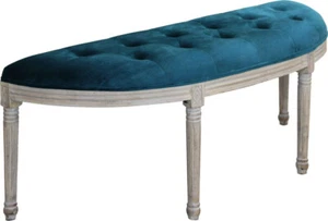 Panca Retrò 125x45 cm Velluto e Legno Blu Fanker VivaGarden - Foto 1 di 1