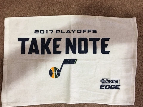 Utah Jazz 2017 Playoffs Take Note Rally Towel giveaway at the game. Brand new Cover