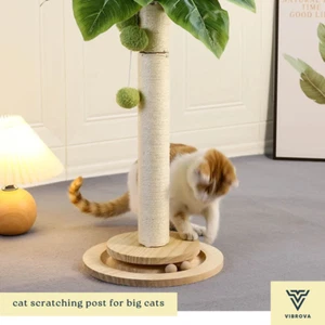 Cat Scratching Post for Big Cats | XL Sisal Post with Hanging Balls - Picture 1 of 9