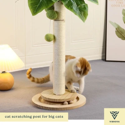 Cat Scratching Post for Big Cats | XL Sisal Post with Hanging Balls - Image 1 of 4