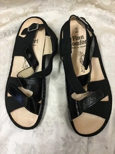 FINN COMFORT 3 Strap Black Leather suede Sandals Germany NWOT 40/US 10 D wide - Bild 1 von 8