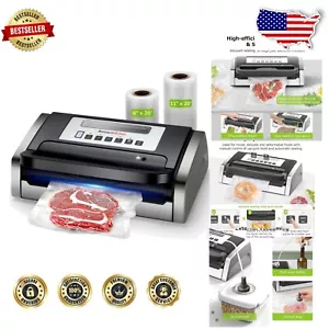 Heavy-Duty Stainless Steel Vacuum Sealer with Easy Handle - 2 Bag Rolls Included - Picture 1 of 9