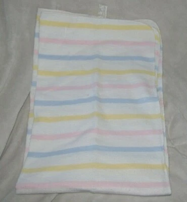 Manta Bebé Vintage Franela Pastel Rayas Blanco Rosa Azul Amarillo Hospital Foto 1 de 4