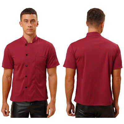 Mens Chef Coat Jacket Restaurant Kitchen Work Cooking Uniform Shirt Workwear - Image 1 of 4