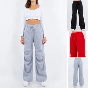American Bazi Women's High Waist Baggy Wide Fit Fleece Sweat Pants RJJ20766EY - Picture 1 of 16