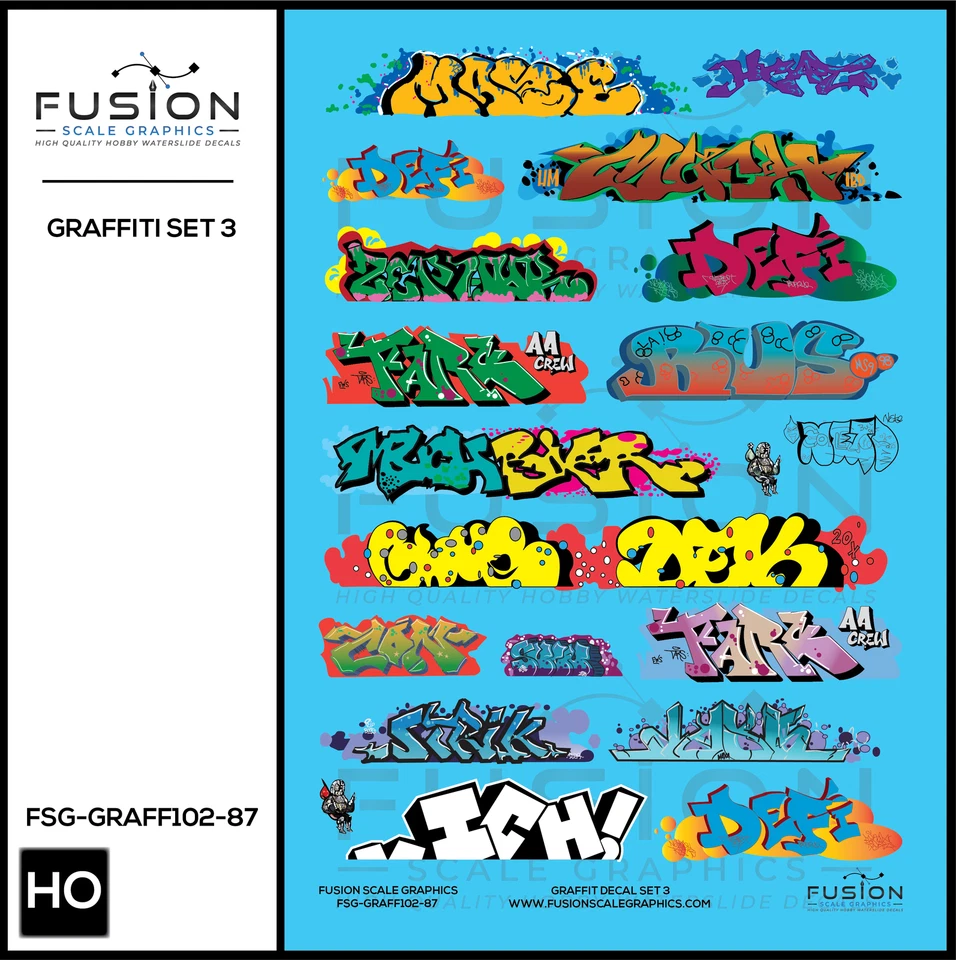 HO Scale Graffiti Decal Set 3 - Image 1 of 2