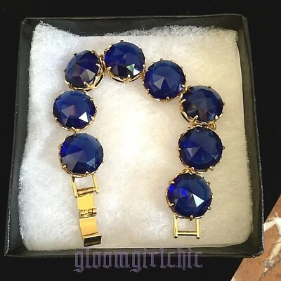 PULSERA CORONA AZUL REAL! Piedras azules oscuras con tono dorado amarillo ¡NUEVAS SIN ETIQUETAS! ¡ÚLTIMO! Foto 1 de 4