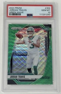 Jordan Travis 2024 Panini Prizm Rookie Card RC #359 SP Green Wave PSA 10 GEM MT - Picture 1 of 3