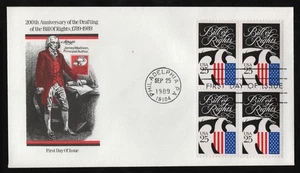 #2421 25c Bill of Rights-Block of 4, Artmaster FDC **ANY 5=FREE SHIPPING** - Picture 1 of 1
