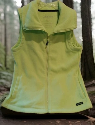 Chaleco polar Calvin Klein Performance verde lima claro neón, talla pequeña, cremallera completa Foto 1 de 4