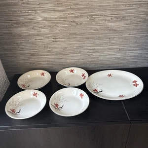 Rare Alfred Meakin Rare Leaping Antelope Stag Reindeer Bowls And Platter MCM - Picture 1 of 11