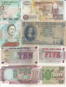 Billetes del Mundo, Lote de 7, Colección Mixta, WBN-39 - Imagen 1 de 2