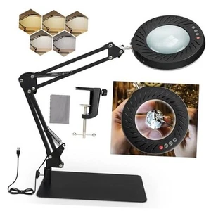 10 X Magnifying Glass with Light and Stand, 5 Color Modes Dimmable Magnifying - Picture 1 of 8