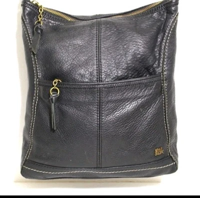 THE SAK Iris Negro Guijarro Cuero Bandolera Bolso Bolsillo Cartera Bolso Foto 1 de 4