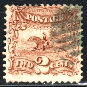 Stamp USA (circa 1869) - 2¢ Post Horse and Rider SC# 113 used - Picture 1 of 2
