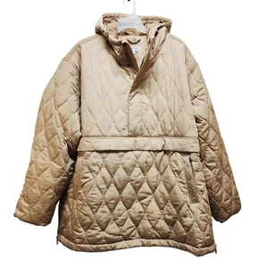 Giacca imbottita beige con cappuccio 4X Tasche da donna con cerniera e collo a cordino - Foto 1 di 6