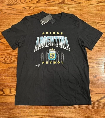 Adidas Argentina Football Soccer AFA Heritage T-Shirt Mens Large Black JW1868 - Image 1 of 4