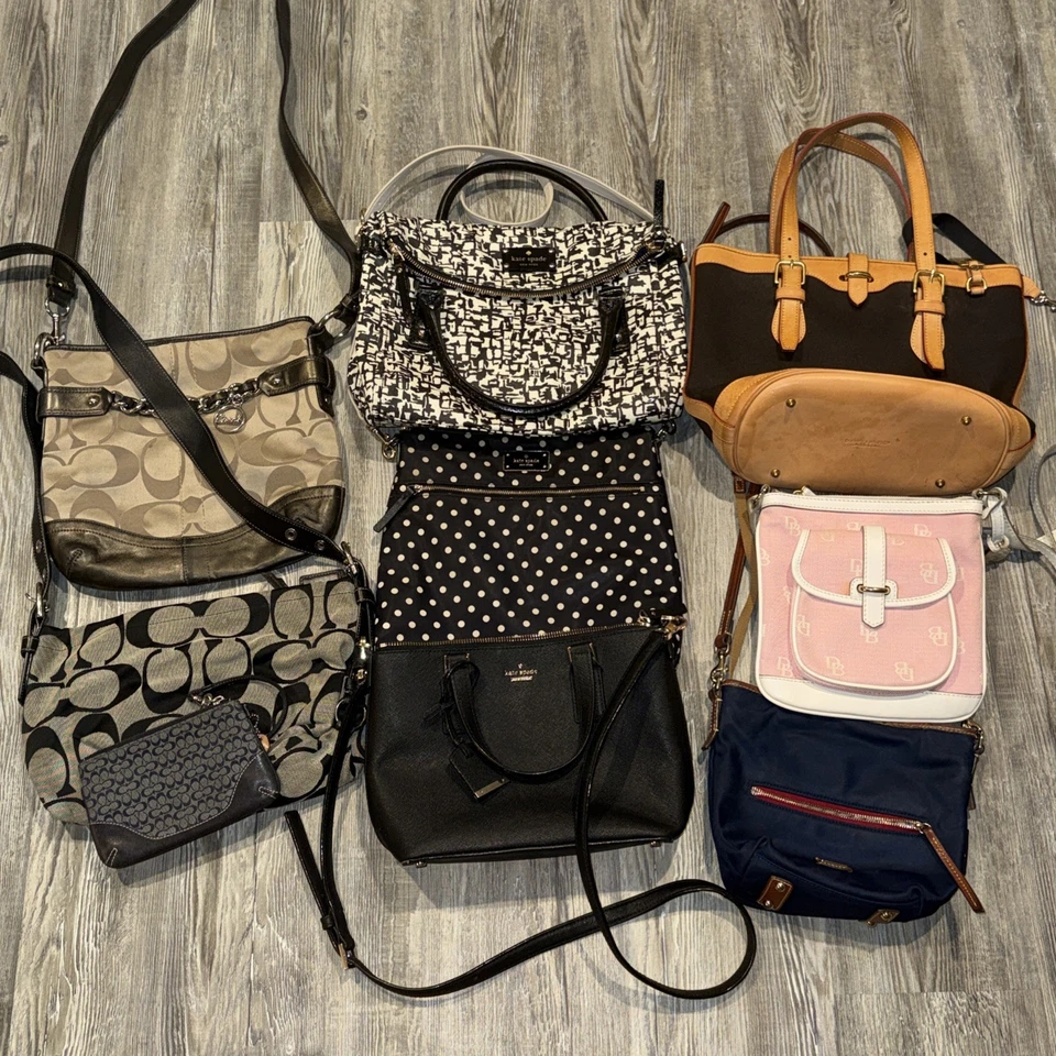 Assorted Bundle Lot of 8 Multicolor Coach And Other Bags 1 Wallet As Is - Image 1 of 4