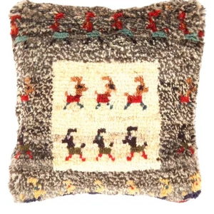 Fine Hand knotted Gabbeh pillow 14"X 14" - Picture 1 of 2