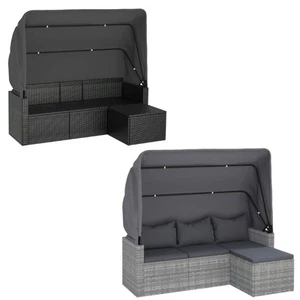 Gartensofa 3-Sitzer Dach Fußhocker Sofa Couch Gartenmöbel Poly Rattan - Bild 1 von 23