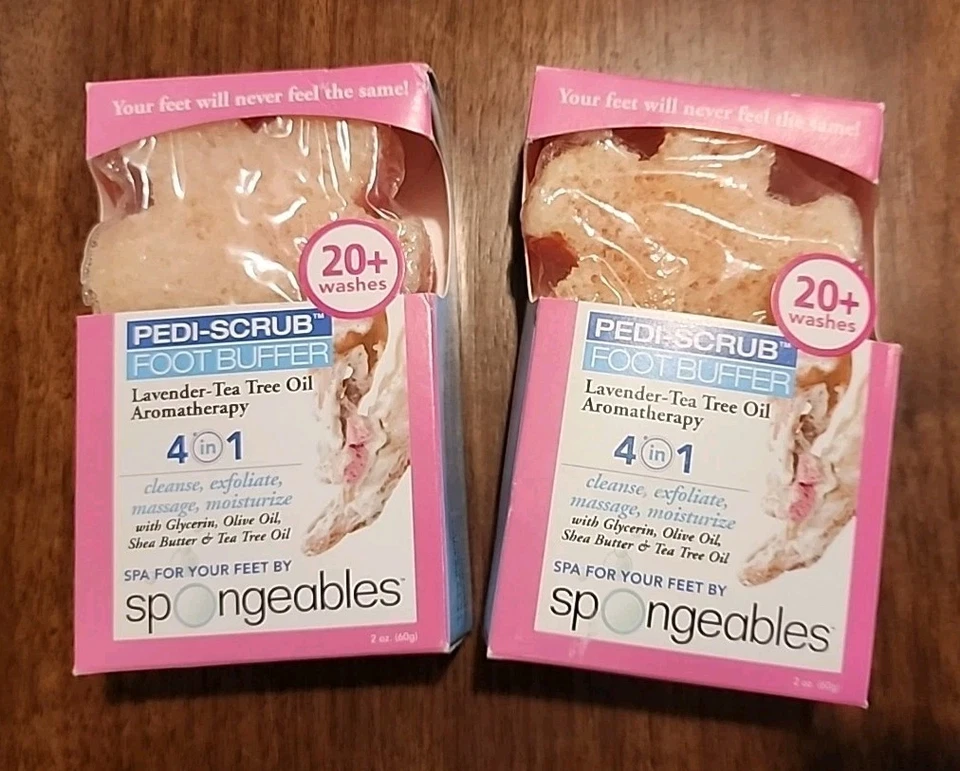 Spongeables Pedi Scrub Foot Buffer Lavender Tea Tree Oil 1 Sponge