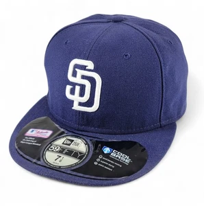 San Diego Padres Hat Cap New Era Cool Base Mens Size 7-1/8 Blue Fitted Baseball - Foto 1 di 17