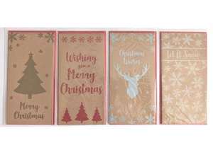 4 x Christmas Money Wallet Pack Luxury Assorted Gift Present Envelopes - Picture 1 of 5