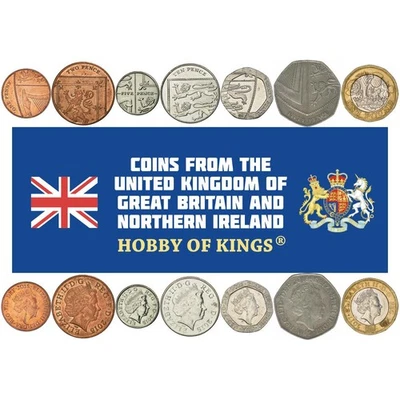 United Kingdom | 7 Coin Set | 1 Penny 2 5 10 20 50 Pence 1 Pound | 2015 - 2022 - Image 1 of 2