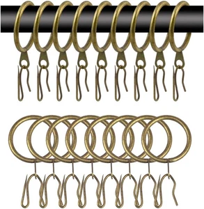 60 Pcs Bronze Metal Curtain Rings, Hook Set, 30mm Internal Diameter, Eyelet Ring - Picture 1 of 7