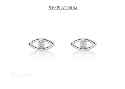 Серьги-гвоздики с бриллиантами 950 платина сглаз для защиты и стиля повседневная одежда - Изображение 1 из 3