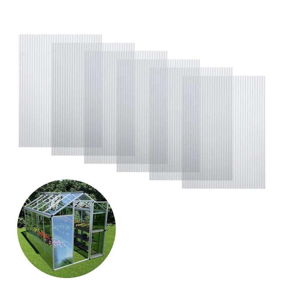 Aoodor 6PCS 24" x 72"Polycarbonate Greenhouse Panels Waterproof UV Protected 4mm - Image 1 of 4
