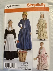 Simplicity 3725 Muster Kinder Mädchen Kostüm Kolonial Pilger SCHNITT Größe 3 4 5 6 - Bild 1 von 2