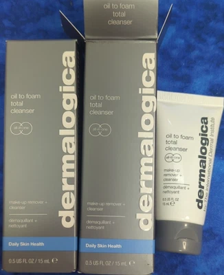 2 x Dermalogica Oil to Foam Total Cleanser .5 oz each travel sizes - Image 1 of 2