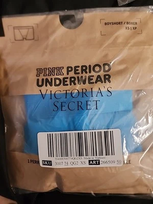 NIP NEW Victoria's Secret Pink Logo PERIOD PANTY boyshort XSMALL - Image 1 of 4