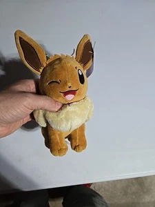 Jazwares Pokemon Eevee Winking 8 Inch Plush NWT - Picture 1 of 11