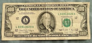$100 Series 1990 FRN "Small Portrait" Circulated L03913020A minimal folds! - Picture 1 of 2