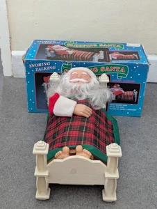 Vintage Retro Santa Toy -Sleeping, Snoring & Talking Christmas Collectible Boxed - Foto 1 di 24