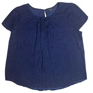 Torrid Polka Dot Blouse Size 0 Navy Blue Short Sleeve Coquette Preppy Easter - Picture 1 of 9
