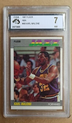 Karl Malone Fleer 1987/1988 - NBA Basketball Card #68 - CGA 7 NM not PSA - Image 1 of 2