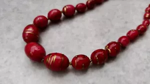 Beautiful vintage red plastic necklace, like murano glass - Picture 1 of 4