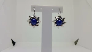 Pendientes A Botón Con Lapislázuli En Oro Blanco 18KT 750 6,7 Gramos (3508) - Imagen 1 de 12